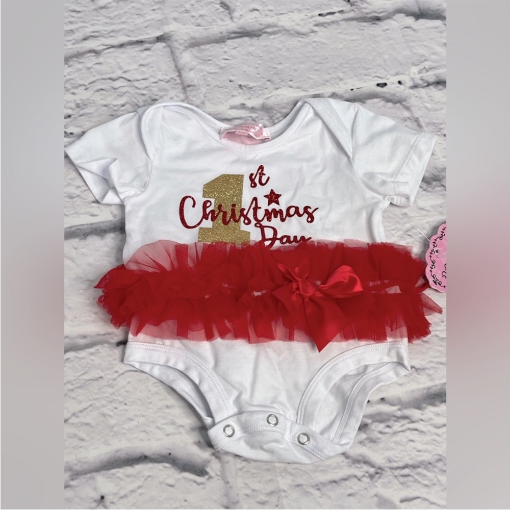 Popatu infant babies first Christmas one piece outfit new size 6-9 months